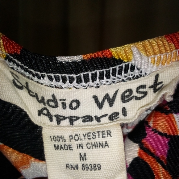 Studio West Apparel Tropical Print Dress with Studded Waist Size M - Picture 5 of 7